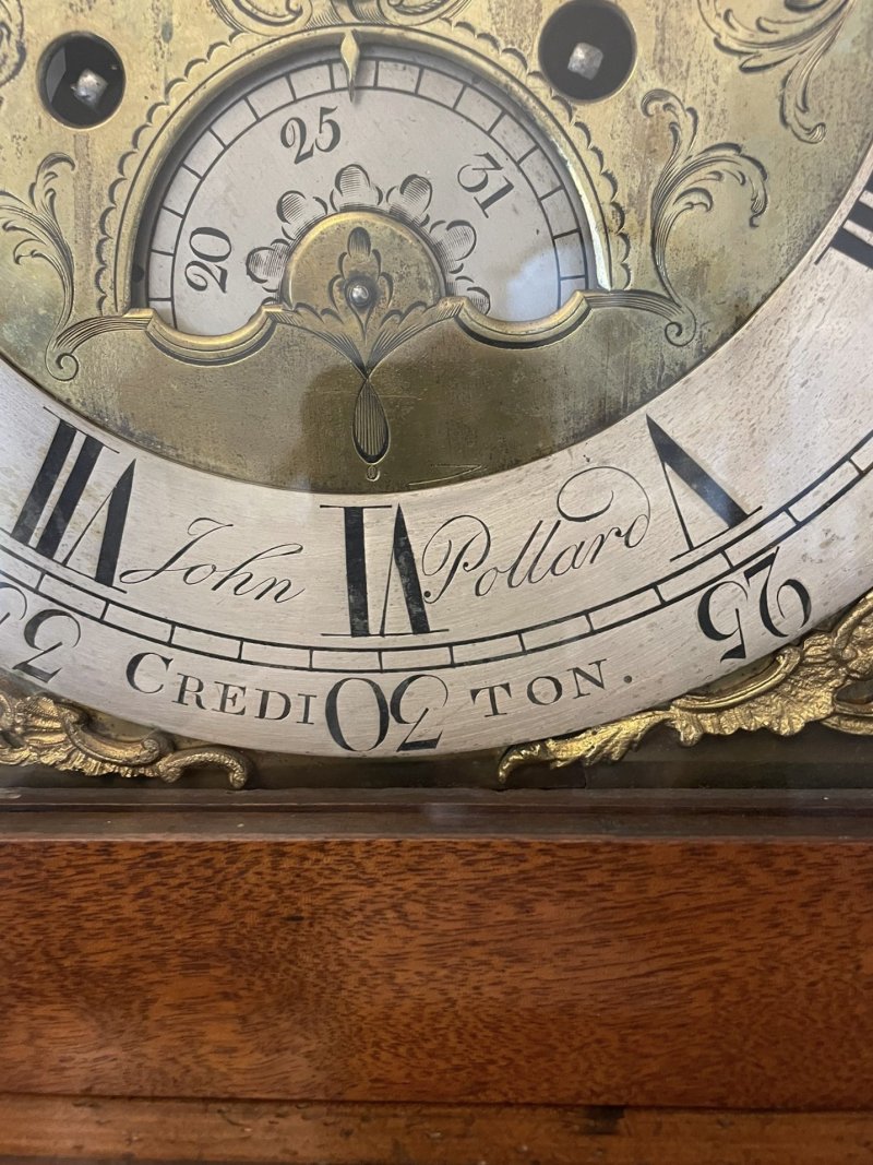 Antique George III 18th Century Quality Brass Faced 8 Day Longcase Clock by John Pollard of Crediton - Image 10
